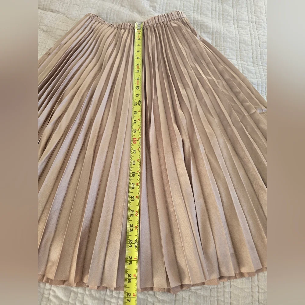 Pleated Midi Skirt in Blush Taupe - Picture 4 of 4